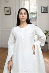 Premium 3-Piece Embroidered Cotton Suit – Soft Fabric with Boring Work | Naqshé